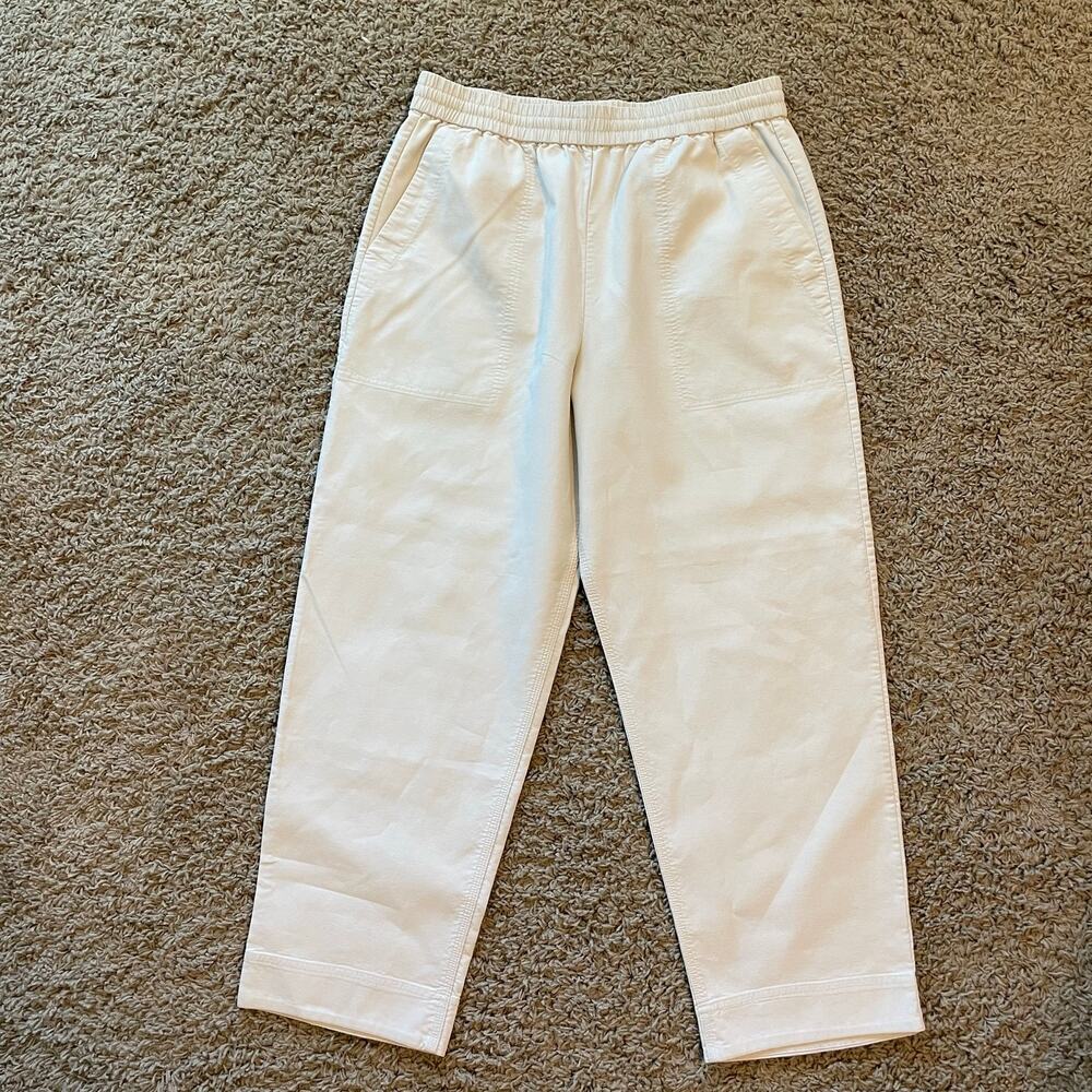 COS pull-on tapered leg relaxed beige pants 100% cotton size Med